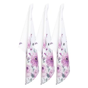 HAES DECO - Set van 3 Theedoeken - 50x70 cm - 100% Katoen - Roses and Butterflies