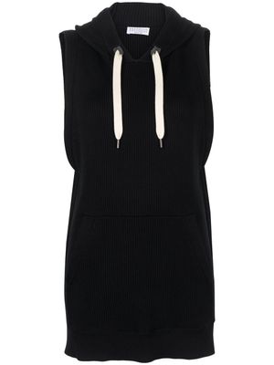 Brunello Cucinelli gilet nervuré à capuche - Noir