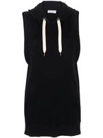 Brunello Cucinelli gilet nervuré à capuche - Noir