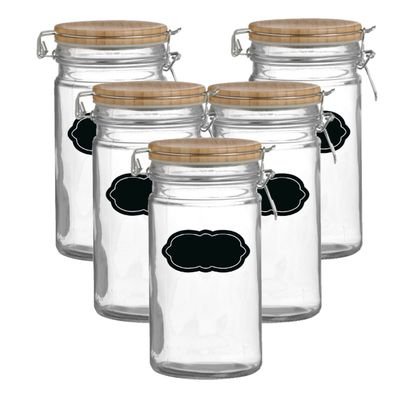 Weckpot/inmaakpot - 10x - 1L - glas - met beugelsluiting - incl. etiketten