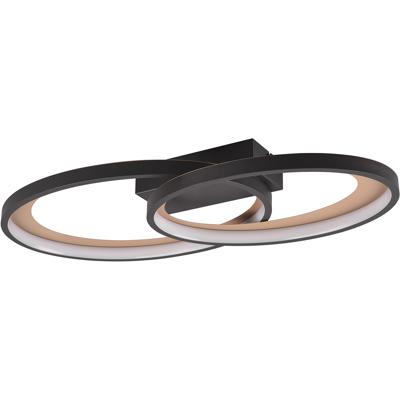 LED Plafondlamp - Plafondverlichting - Trion Gela - 25W - Warm Wit 3000K - Rond - Zwart Goud - Metaal
