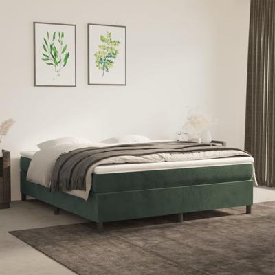 Boxspring met matras fluweel donkergroen 160x200 cm