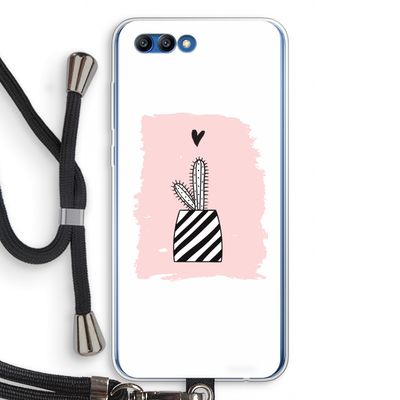 Zwart-wit cactus: Honor 10 Transparant Hoesje met koord