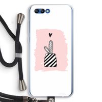 Zwart-wit cactus: Honor 10 Transparant Hoesje met koord
