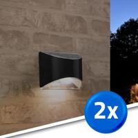 Solar wandlamp quinn rvs zwart op zonne energie 2 stuks