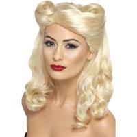 Smiffys Carnaval verkleed pruik Jaren 40/50 - Forties/Fifties - blond - dames - Pin up