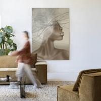 Urban Cotton Wandkleed 'Cloudy Thoughts' 110 x 145cm in Frame - black