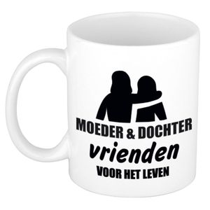 Moeder en dochter cadeau koffiemok / theebeker wit 330 ml - Cadeau mokken / Moederdag   -