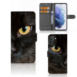 Samsung Galaxy S22 Plus Telefoonhoesje met Pasjes Zwarte Kat