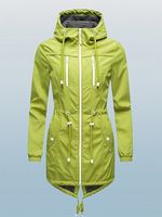 Plain Waterproof Windproof Long Sleeve Casual Hoodie Trench Coat - thumbnail