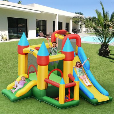 Opblaasbaar Springkasteel met 780W Luchtblazer 2 Glijbanen Springkasteel voor Kinderen 330 x 300 x 210 cm Kleurrijk