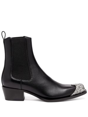Diesel bottines en cuir à bout contrastant - Noir