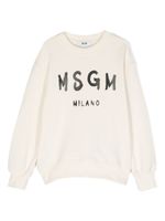 MSGM Kids sweat en coton à logo imprimé - Tons neutres