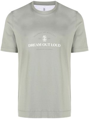 Brunello Cucinelli t-shirt en coton à slogan imprimé - Vert