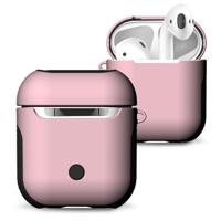 Frosted rubber Paint + PC Bluetooth koptelefoon geval anti-verloren opbergtas voor Apple AirPods 1/2 (roze)