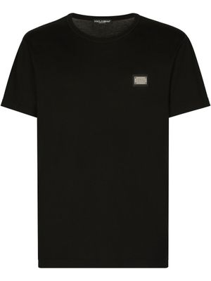 Dolce & Gabbana t-shirt en coton à patch logo - Noir