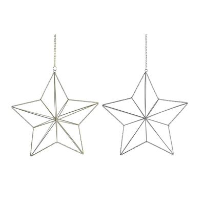 Kerstversiering DKD Home Decor Metaal Ster (2 Stuks) (30 x 11 x 30 cm)
