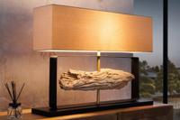 Handgemaakte tafellamp ROUSILIQUE 80cm naturel ijzerhout beige met lampenkap - 44689