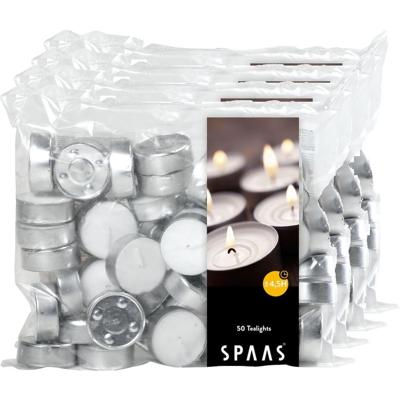 Theelichtjes/waxinelichtjes - 200x - wit - D3,9 cm - 4,5 branduren