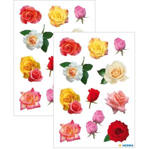 Gekleurde rozen bloemen thema stickers - 66x stuks - kinderstickers - stickervellen - decoratie arti