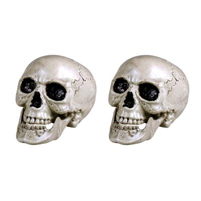 Horror decoratie schedel/doodskop met beweegbare kaak - 2x stuks - 20 x 15 cm - Halloween kerkhof ve