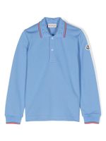 Moncler Enfant polo à patch logo - Bleu