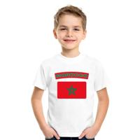 Supporters kleding - t-shirt van vlag Marokko - wit - voor kinderen - korte mouwen - sport