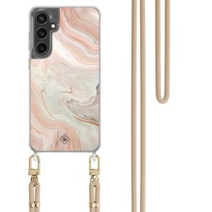 Samsung Galaxy S24 FE hoesje met beige koord - Marmer waves