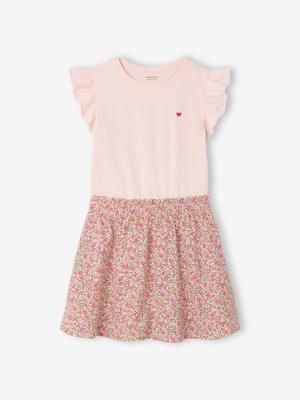 Meisjesjurk met 2-in-1 effect lichtroze