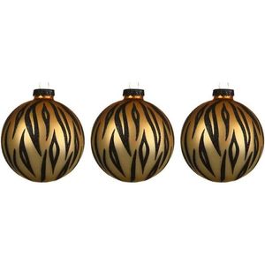 6x Tijger print glazen kerstballen 8 cm dierenprint