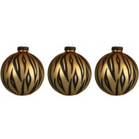 6x Tijger print glazen kerstballen 8 cm dierenprint - thumbnail