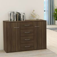 Dressoir 88x30x65 cm bewerkt hout bruineikenkleurig - thumbnail