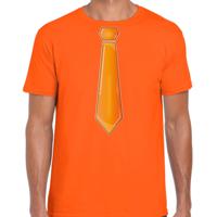 Verkleed t-shirt voor heren - stropdas oranje - oranje - carnaval - foute party - verkleedshirt