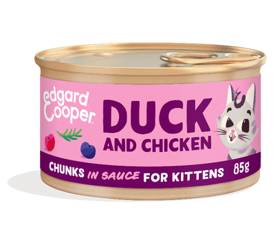 Edgard & Cooper eend en kip kitten natvoer blikje 85gr