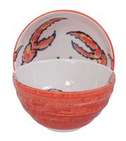 Keramische noodlekom met krabpatroon - Tokyo Design Studio - 950ml - 16 x 8.5cm