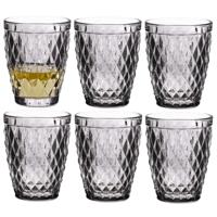 Vivalto Drinkglazen/waterglazen Diamonds - tumblers - grijs glas - set 12x stuks - 250 ml