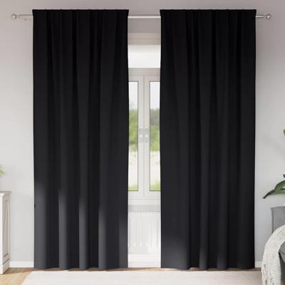 Gordijnen met gordijnen 2 pcs Zwart Polyester
