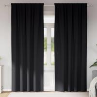 Gordijnen met gordijnen 2 pcs Zwart Polyester