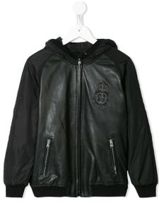 Dolce & Gabbana Kids veste bomber à patch logo - Noir