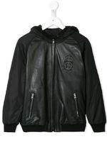 Dolce & Gabbana Kids veste bomber à patch logo - Noir