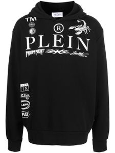 Philipp Plein hoodie en coton à logo imprimé - Noir