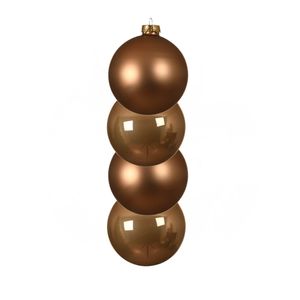 4x stuks glazen kerstballen toffee bruin 10 cm mat/glans