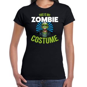 Zombie costume halloween verkleed t-shirt zwart voor dames