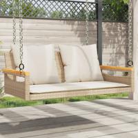 Schommelbank met kussens 109x62x40 cm poly rattan beige - thumbnail