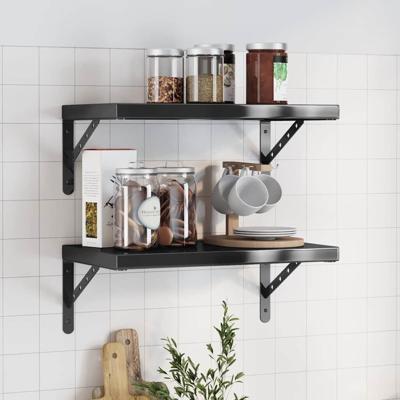 Wandschappen 2 st 50x30 cm roestvrijstaal zwart