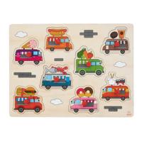 Engelhart houten knopjes puzzel foodtrucks 8 stukjes Engelhart houten knopjes puzzel foodtrucks 8 stukjes