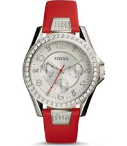 Horlogeband Fossil ES4111 Leder Rood 18-20mm variabel