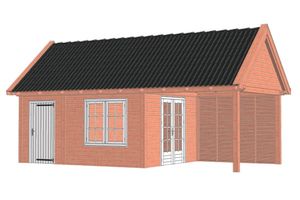 Buitenverblijf Zadeldak XL 815x440 cm - Combinatie 1- Zadeldak- Onbehandeld lariks Douglas hout- Trendhout