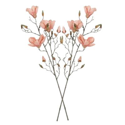 Mica Decorations Kunstbloemen Magnolia takken - 2x - 88 cm - zalmroze - Kunst zijde - Boeket - stele Mica Decorations Kunstbloemen Magnolia takken - 2x - 88 cm - zalmroze - Kunst zijde - Boeket - stele