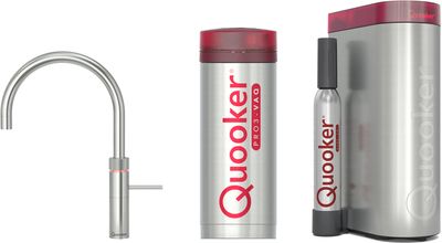 Quooker Fusion round met PRO3 boiler en CUBE reservoir 5-in-1 kokend water kraan RVS